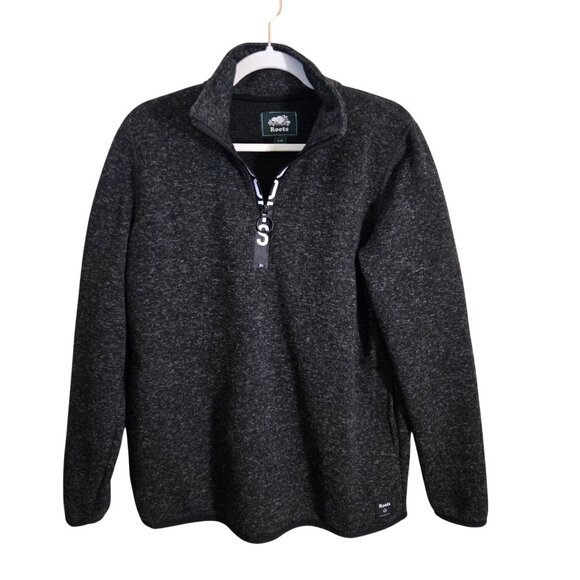 Roots Logo 1/2 Zip Mockneck Pullover Fleece Unisex Size L - Picture 3 of 10